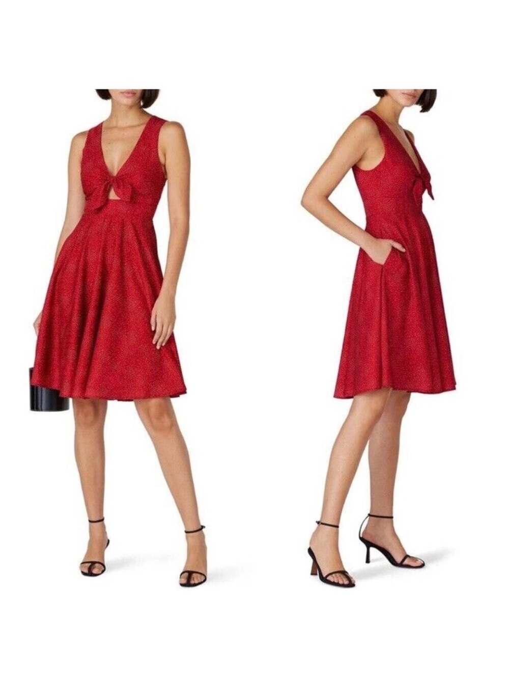Anthropologie Hutch Reese Dress Polka Dot Red Fit & Flare Dress Size Medium